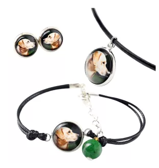Labrador Retriever, retriever du Labrador - ensemble de bijoux dans une boîte, collier, boucles d'oreilles, bracelet, produits de la marque Art-Dog