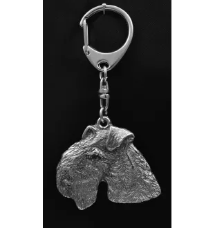 Lakeland Terrier - Porte-clés argenté avec un chien dans une boîte cadeau, décoration de sac à main, pendentif de sac à dos par la marque Art-Dog