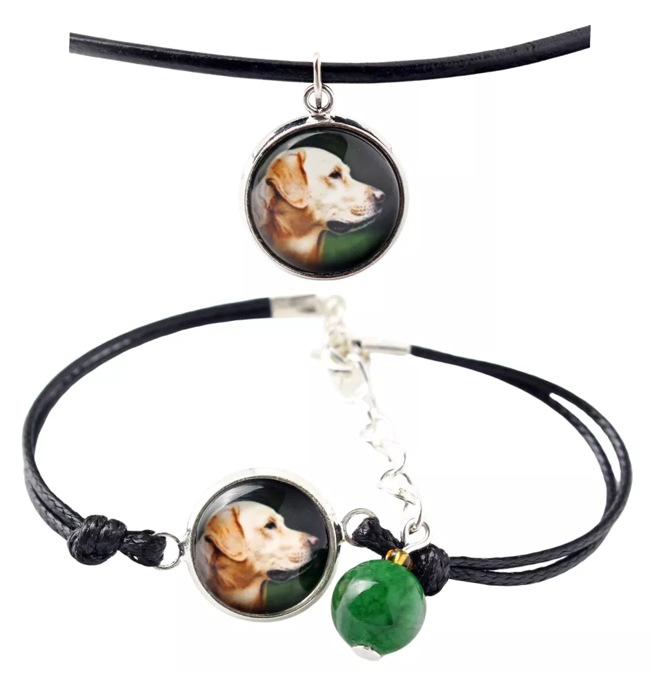 Labrador Retriever, retriever du Labrador - ensemble de bijoux avec votre photo, ensemble fait à la main, bracelet et collier de la marque Art.-Dog