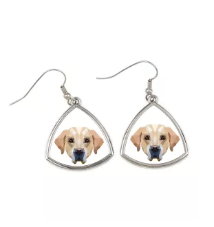 Labrador Retriever - Ohrringe mit einem Bild und dem Schriftzug "Geometrischer Hund" von Art-Dog