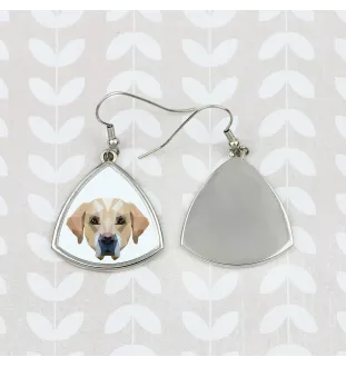Labrador Retriever, retriever du Labrador - boucles d'oreilles avec une photo et un motif de chien géométrique Art-Dog