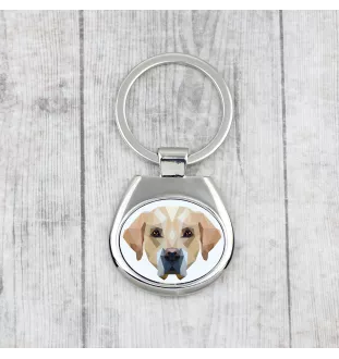 Labrador Retriever - geometrischer Schlüsselanhänger mit Foto und Aufschrift Art-Dog