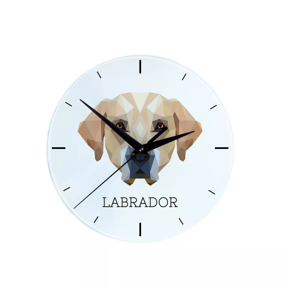 Labrador Retriever, retriever du Labrador - horloge murale géométrique avec photo et logo de la marque Art-Dog