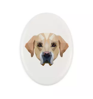 Labrador Retriever - Fliese mit geometrischem Bild und Schriftzug der Marke Art-Dog