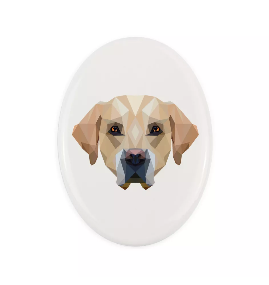 Labrador Retriever - a plate with a geometric design and the brand name Art-Dog