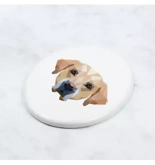 Labrador Retriever - Fliese mit geometrischem Bild und Schriftzug der Marke Art-Dog