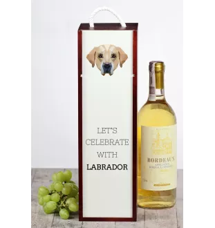 Labrador Retriever - geometrische Box mit einem Bild und Schriftzug für Wein der Marke Art-Dog