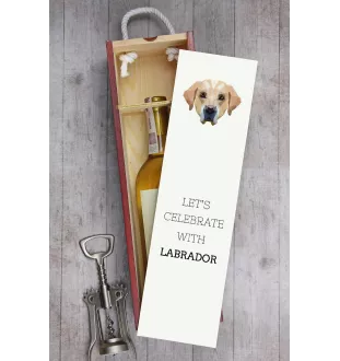Labrador Retriever, retriever du Labrador - une boîte géométrique avec une photo et un texte pour le vin de la marque Art-Dog