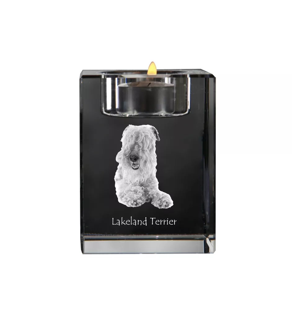 Lakeland Terrier - Candle holder with dog photo, crystal tealight holder, personalised gift by Art-Dog brand