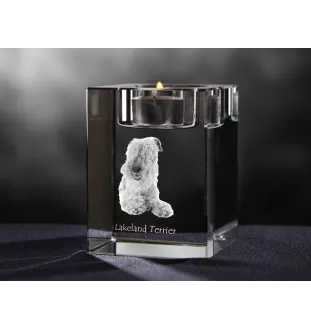 Lakeland Terrier - Candle holder with dog photo, crystal tealight holder, personalised gift by Art-Dog brand