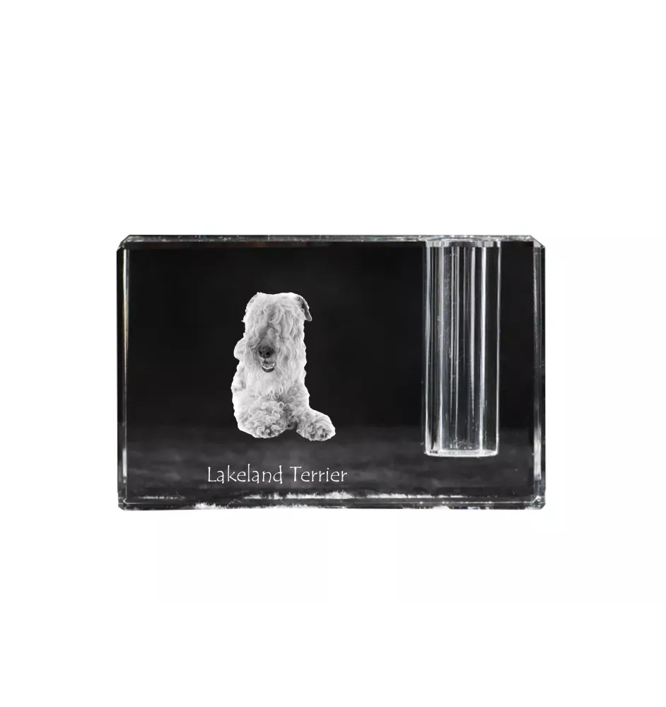 Lakeland Terrier - Porte-stylos, organiseur en cristal avec photo de chien, décoration de bureau unique par la marque Art-Dog