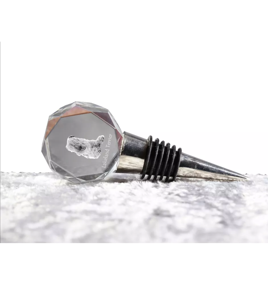 Lakeland Terrier - Bottle stopper, crystal wine stopper with photo, personalised gift for bartender by Art-Dog brand