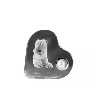 Lakeland Terrier - Kristalluhr mit einem Hundebild, Herzregal-Uhr, personalisierte Standuhr der Marke Art-Dog