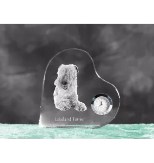 Lakeland Terrier - Kristalluhr mit einem Hundebild, Herzregal-Uhr, personalisierte Standuhr der Marke Art-Dog