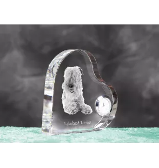Lakeland Terrier - horloge en cristal avec une photo de chien, horloge de table en forme de cœur, horloge debout personnalisée de la marque Art-Dog