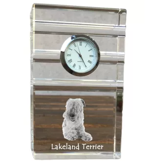 Lakeland Terrier - glass clock with a photo, photo of a dog in crystal, personalized standing office clock by Art-Dog brand