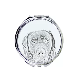 Labrador Retriever - Taschenspiegel mit Hund, personalisierter Taschenspiegel, kompakter Spiegel mit Art-Dog-Logo