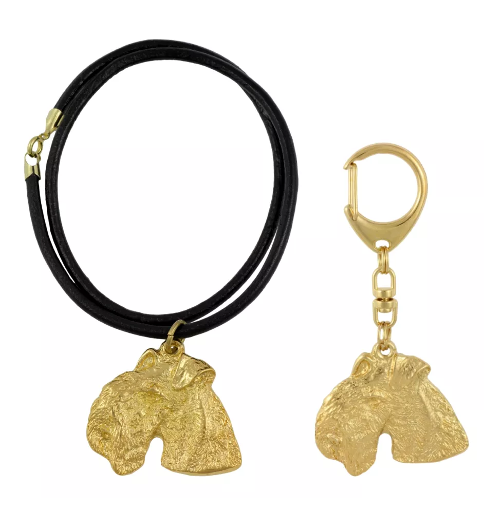 Lakeland Terrier - keychain and necklace with a dog in a box, high-quality gold-plated product, Art-Dog brand