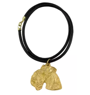 Lakeland Terrier - porte-clés et collier avec chien dans une boîte, produit plaqué or de haute qualité, marque Art-Dog