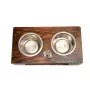 Lakeland Terrier - wooden stand with bowls for a dog, steel dog bowls, a gift for adopting a dog from the Art-Dog brand
