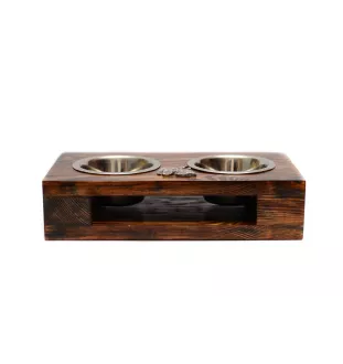 Lakeland Terrier - wooden stand with bowls for a dog, steel dog bowls, a gift for adopting a dog from the Art-Dog brand