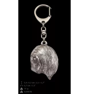 Lhasa Apso, Lhasaterrier, Löwenhund - Versilberter Schlüsselanhänger mit Hund, Handtaschen-Dekoration, Rucksack-Anhänger der Marke Art-Dog