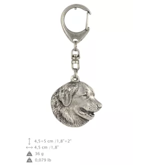 Leonberger - Silver-plated key ring with a dog in a gift box, handbag decoration, backpack pendant by Art-Dog brand
