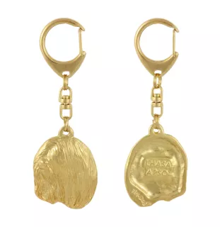 Lhasa Apso - Gilded key ring with dog, handbag decoration, luxury accessory by Art-Dog brand