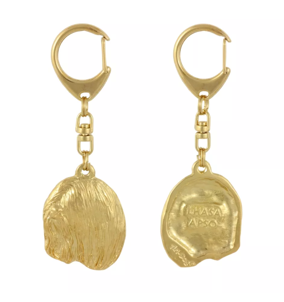 Lhasa Apso - Gilded key ring with dog, handbag decoration, luxury accessory by Art-Dog brand