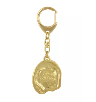 Lhasa Apso - Gilded key ring with dog, handbag decoration, luxury accessory by Art-Dog brand