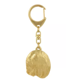 Lhasa Apso - Gilded key ring with dog in gift box, handbag decoration, luxury accessory by Art-Dog brand