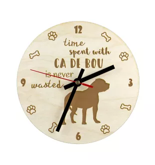 Dogue de Majorque, Ca de Bou, Perro Dogo Mallorquín - horloge avec chien, horloge en bois, horloge murale pour les amoureux des chiens, horloge de bureau et étagère, Art-Dog