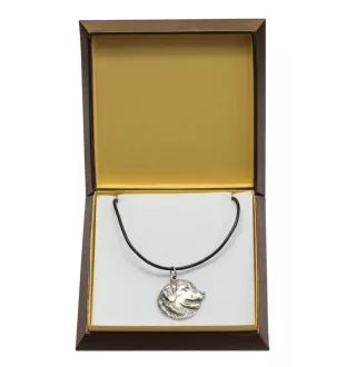 Leonberger - Hundehalsband in Geschenkbox, versilbertes Medaillon für Hundefans, markanter Anhänger der Marke Art-Dog