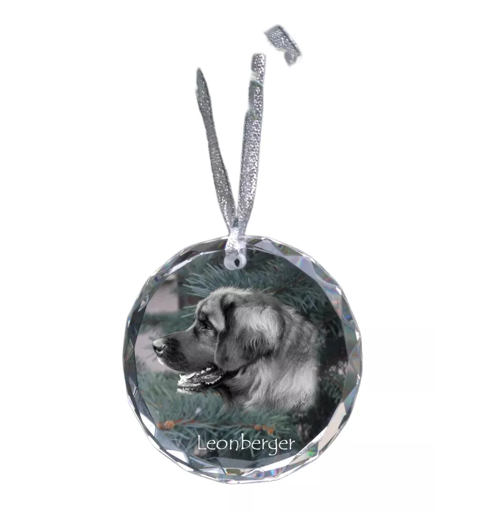 Leonberger, Chien De Leonberg - boule de Noël en cristal avec une photo, photo de chien dans le cristal, décoration personnalisée pour sapin de Noël de la marque Art-Dog