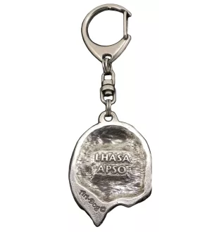 Lhasa Apso - Porte-clés argenté avec un chien dans une boîte cadeau, décoration de sac à main, pendentif de sac à dos par la marque Art-Dog