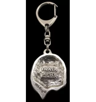 Lhasa Apso - Porte-clés argenté avec un chien dans une boîte cadeau, décoration de sac à main, pendentif de sac à dos par la marque Art-Dog