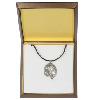 Lhasa Apso - Collier de chien dans une boîte cadeau, médaillon argenté pour fan de chien, pendentif remarquable de la marque Art-Dog