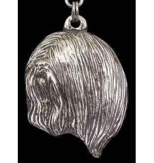 Lhasa Apso, Lhasaterrier, Löwenhund - Hundehalsband in Geschenkbox, versilbertes Medaillon für Hundefans, markanter Anhänger der Marke Art-Dog