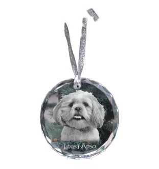 Lhasa Apso, Lhasaterrier, Löwenhund - Kristallkugel mit Foto, Hundebild im Kristall, personalisierter Christbaumschmuck von Art-Dog.