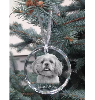 Lhasa Apso - boule de Noël en cristal avec une photo, photo de chien dans le cristal, décoration personnalisée pour sapin de Noël de la marque Art-Dog