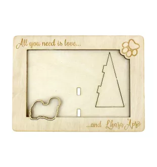 Lhasa Apso - Cadre photo, cadre en bois gravé, un joli gadget pour l'amoureux des chiens par Art-Dog