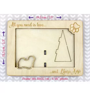 Lhasa Apso - Photo frame, engraved wooden frame, a lovely gadget for the dog lover by Art-Dog