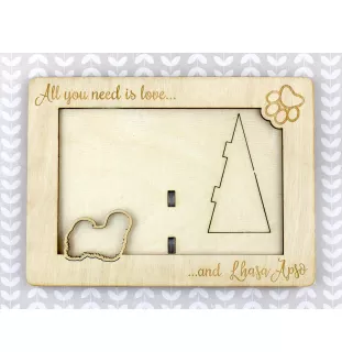 Lhasa Apso - Photo frame, engraved wooden frame, a lovely gadget for the dog lover by Art-Dog