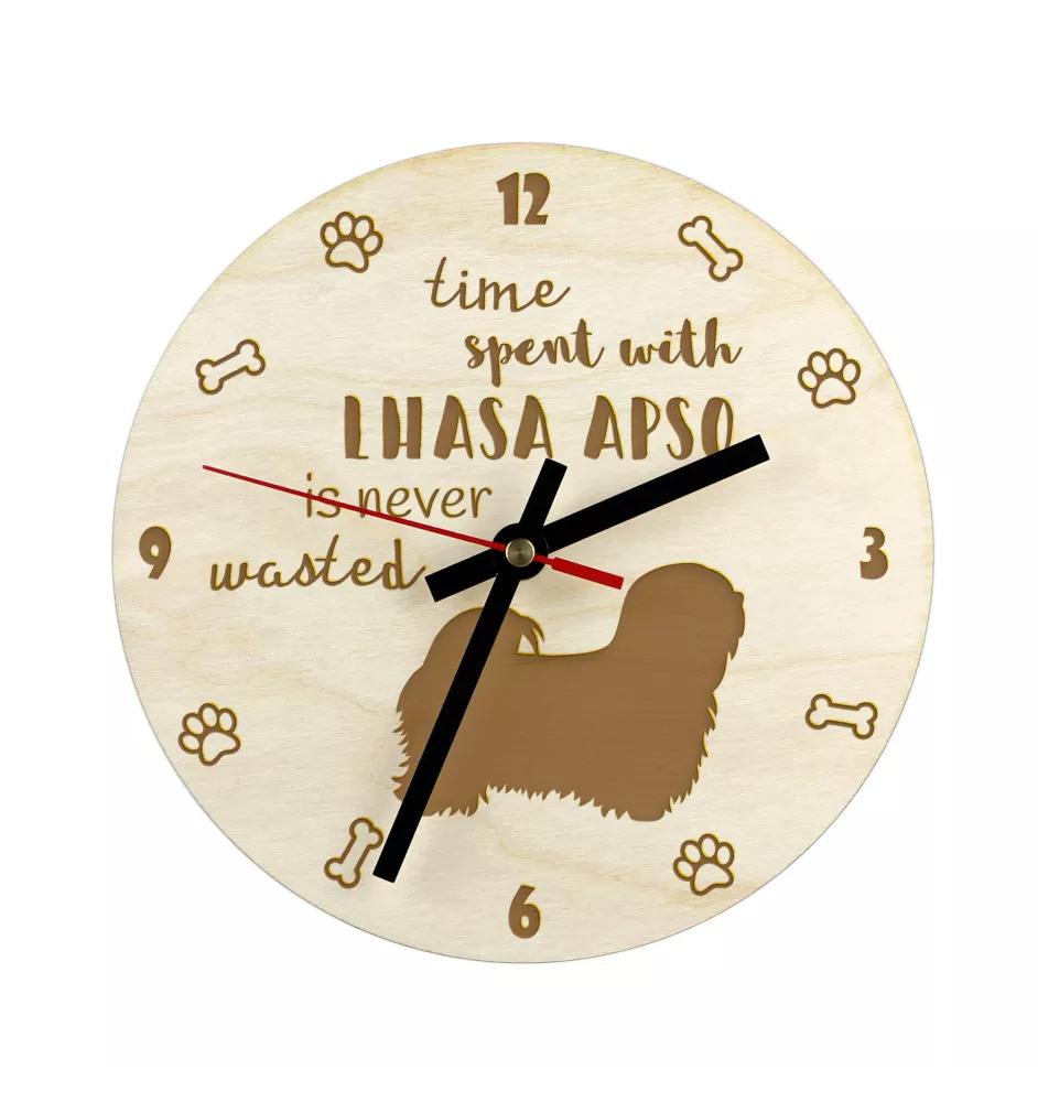 Lhasa Apso - clock with dog, wooden clock with engraving, personalised clock by Art-Dog
