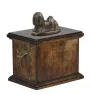 Lhasa Apso, Lhasaterrier, Löwenhund eine Urne für die Asche des Hundes, eine Urne mit einer Statue, eine elegante Urne im klassischen Stil der Marke Art-Dog