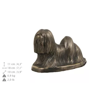Lhasa Apso, Lhasaterrier, Löwenhund eine Urne für die Asche des Hundes, eine Urne mit einer Statue, eine elegante Urne im klassischen Stil der Marke Art-Dog