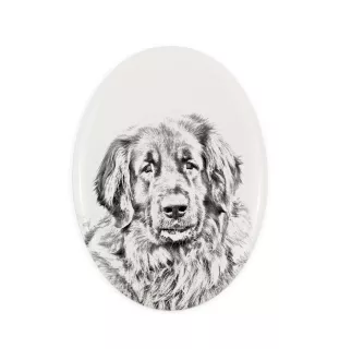Leonberger - Gedenktafel mit einem Foto eines Hundes, Grabplatte mit Druck, personalisierte ovale Platte der Marke Art-Dog