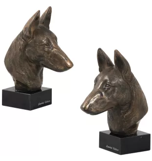 Malinois Belgischer Schäferhund - Hundestatue, Büste auf Steinsockel, Skulptur, Trophäe für Hundeausstellung der Marke Art-Dog