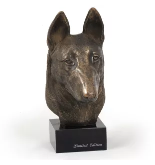 Malinois Belgischer Schäferhund - Hundestatue, Büste auf Steinsockel, Skulptur, Trophäe für Hundeausstellung der Marke Art-Dog