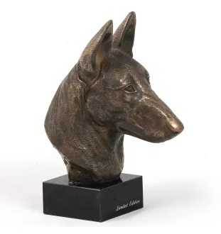 Malinois chien de berger belge - Statue de chien, buste sur socle en pierre, sculpture, trophée pour exposition canine par la marque Art-Dog